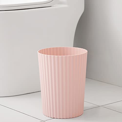 Small Round Plastic Trash Can - 1.8 Gallon Open-Top Wastebasket, Pink