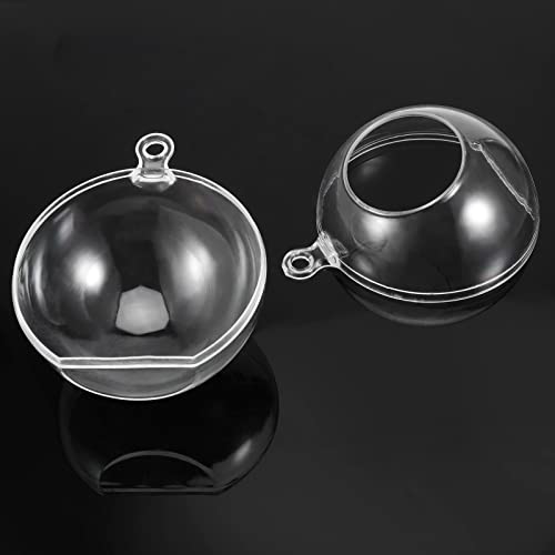 80 Pack 90mm Acrylic Hanging Globe Ornaments - Fillable Clear Christmas & Wedding Decor
