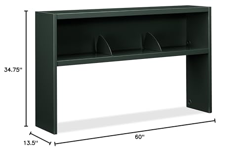 60-Inch Steel Stack-On Desk Hutch - Charcoal Office Storage