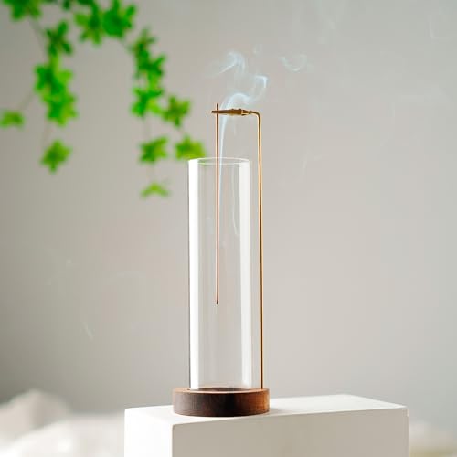 Upside Down Incense Holder with Glass Ash Catcher and 30 Incense Sticks