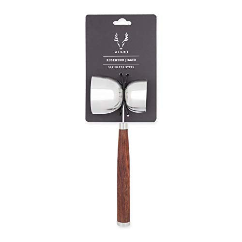 Brown Viski Admiral Wood Handle Double-Ended Jigger - Professional Bar Tool