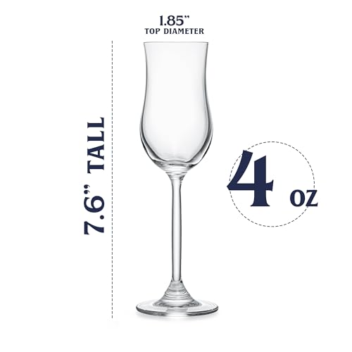 Set of 4 Crystal Cognac & Spirits Snifter Glasses - Elegant Tulip Design, 4 oz