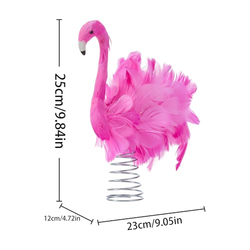 Pink Flamingo Christmas Tree Topper with Fluffy Feathers (9.8")