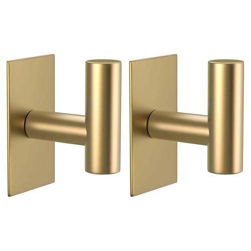 VAEHOLD Heavy Duty Adhesive Wall Towel Hooks Waterproof Stainless Steel Gold 2 Pack