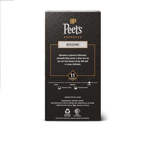 Peet's Coffee Dark Roast Espresso Capsules - 100% Arabica, Intensity 11, 50 Count for Nespresso