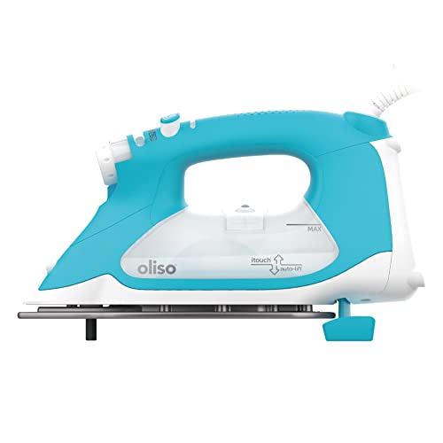 Oliso ProPlus Auto-Lift Steam Iron Turquoise 1800W for Sewing & Quilting