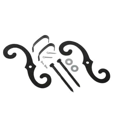 Pair of Exterior Shutter Holdbacks with Hardware - Iron, Black Finish