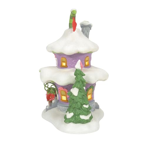 Department 56 Dr. Seuss Grinch Village Lit Building, Auntie Who's House, 8 Inch Christmas Decor