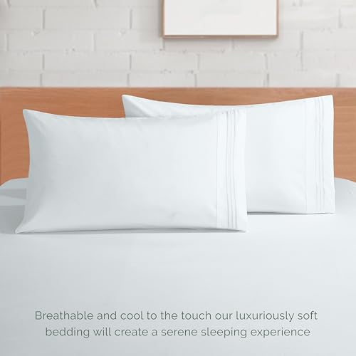 Elegant Comfort 4-Piece King Sheet Set - Deep Pocket Microfiber Bedding, White