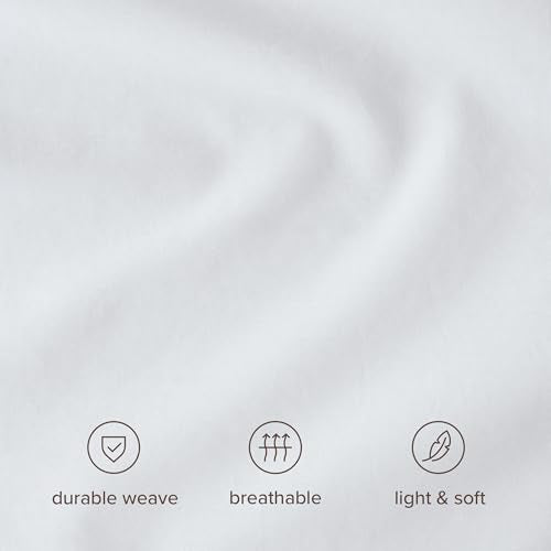 100% Organic Cotton Percale Duvet Cover Set with Pillow Shams - Queen, White