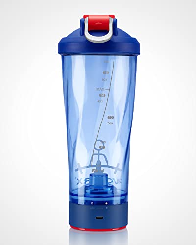 VOLTRX Power Blue Electric Shaker Bottle - USB-C Rechargeable Protein Mixer, 24 oz