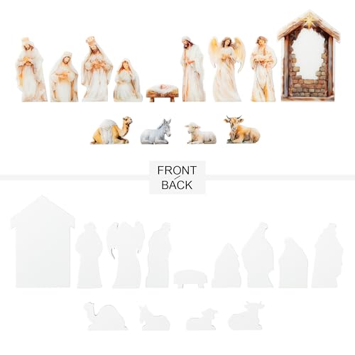 13-Piece Nativity Scene Set with Arch, Hand-Painted Resin Christmas Decor