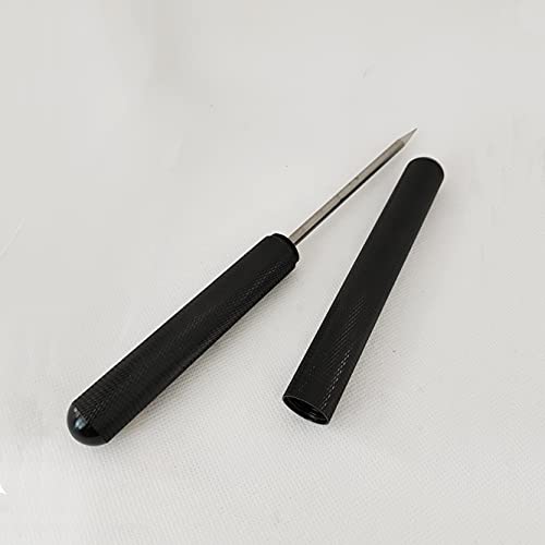 Black Aluminum Alloy Ice Pick for Frozen Food & Bar Use - Safety Cover Included