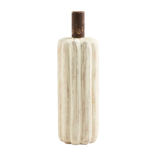 Decorative Wooden Pumpkin Sitter, Hand-Painted Mango Wood Fall Decor