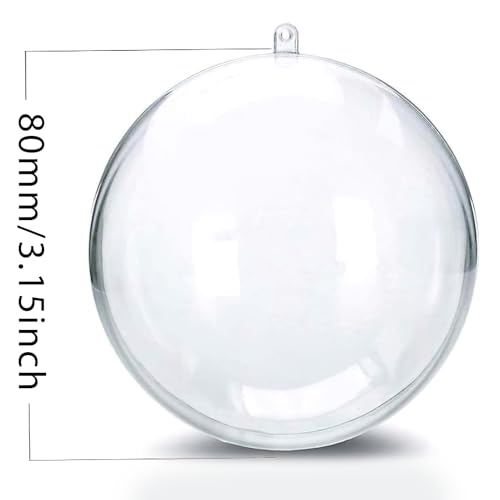 Koogel 20PCS DIY Clear Ornaments Balls, 3.15 Inch Fillable Christmas Transparent Ball Baubles Crafts for Party Favor Wedding Birthday Home Christmas Tree Decor
