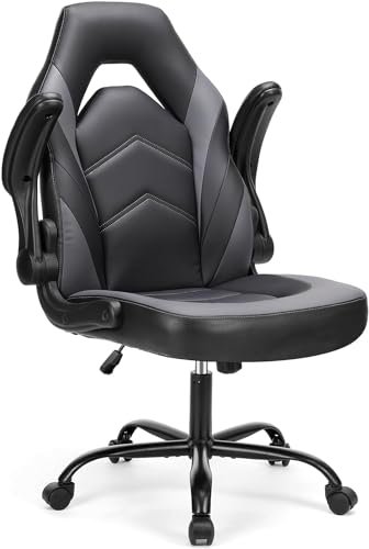 Ergonomic Gaming Desk Chair with Lumbar Support and Flip-Up Armrests