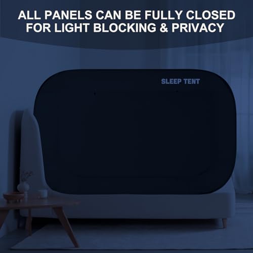 Pop-Up Twin Bed Tent - Blackout Privacy Canopy with Breathable Mesh Window