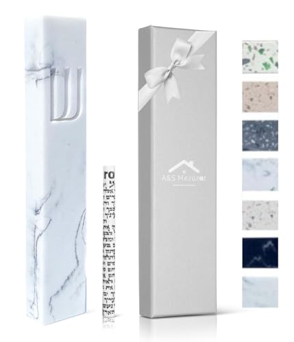 Modern Stone Mezuzah Case for Door - Adhesive Jewish Scroll Cover