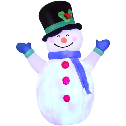 4 ft Christmas Inflatable Snowman with LED Lights - Indoor/Outdoor Yard Lawn Decor (Variation: 4 ft Christmas Snowman)