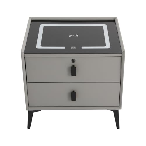 Smart LED Nightstand with Wireless Charging, Bluetooth Speaker & Lock