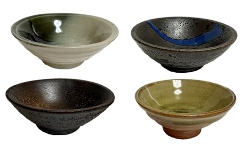 J-Pure Hitomi Set of 4 Japanese Mino Ware Sake Cups in 4 Colors | Traditional Ceramic, 1.7oz Capacity