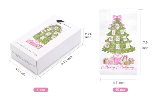 Wrapaholic 50Pcs Christmas Tree Pink Mahjong Paper Napkins - Holiday Disposables
