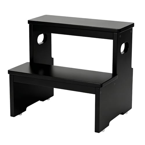 2-Step Bamboo Step Stool, Heavy Duty 450lb Capacity for Adults and Kids