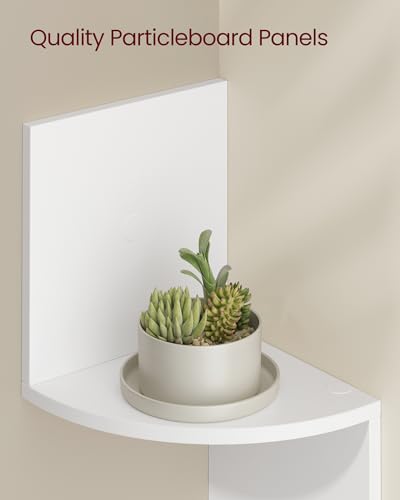 4-Tier Wall-Mounted Corner Floating Shelves, Set of 2, Cloud White