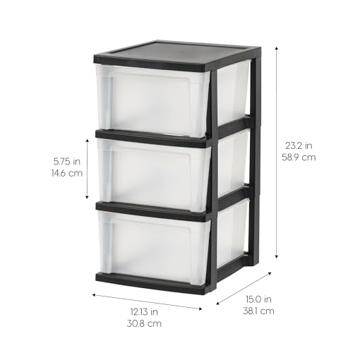 3-Drawer Slim Narrow Storage Organizer Cart Clear Plastic 2-Pack