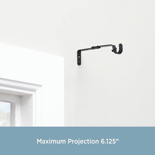 Adjustable Curtain Rod Brackets, 3/4 Inch, Black Finish (2-Pack)