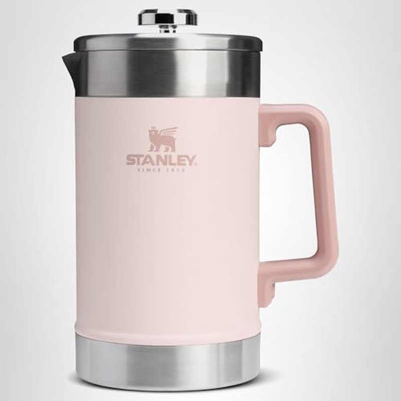 STANLEY Classic Stay-Hot French Press Coffee Maker 48 oz | 5 Minute Brew, 4 Hours Hot | Mesh Filter for Coffee Grounds | Insulated Stainless Steel French Press | BPA-Free | Rose Quartz