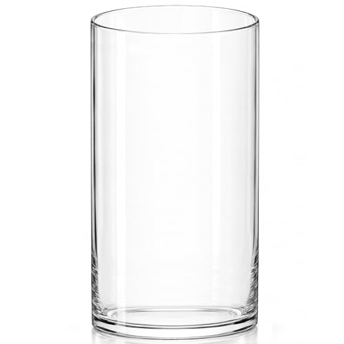 Clear Glass Cylinder Vase 12" Tall with 6" Opening for Centerpieces