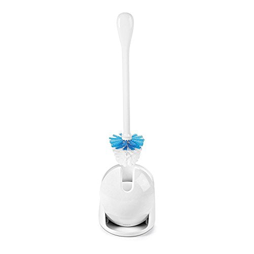 Compact Toilet Brush & Holder Set with Auto-Open Canister Door & Drip Tray