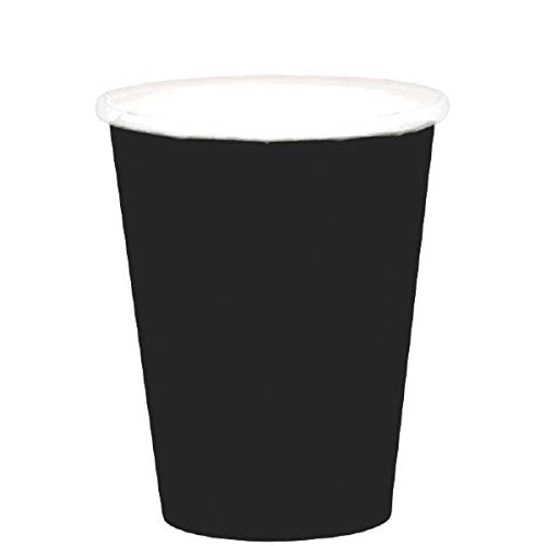 Amscan Vibrant Jet Black Paper Cups (6 Packs of 20) - 9 oz. - Perfect for Parties, Gatherings, Picnics & Home Use - 120 Pc.