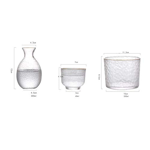 BOLLAER Japanese Sake Pot Set with Glass Cups & Carafe – Hot & Cold Sake Gift