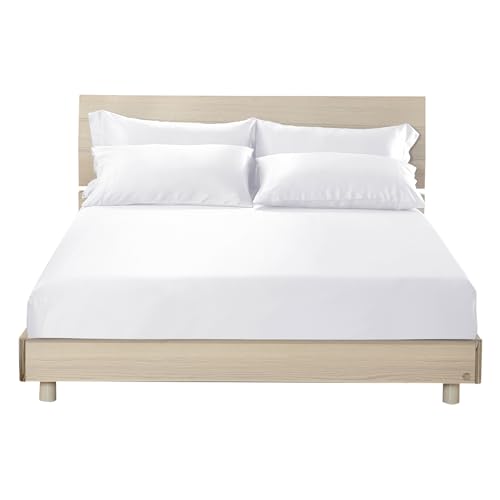 LILYSILK 100% Mulberry Silk Fitted Sheet Twin 19 Momme Deep 16" Pocket White