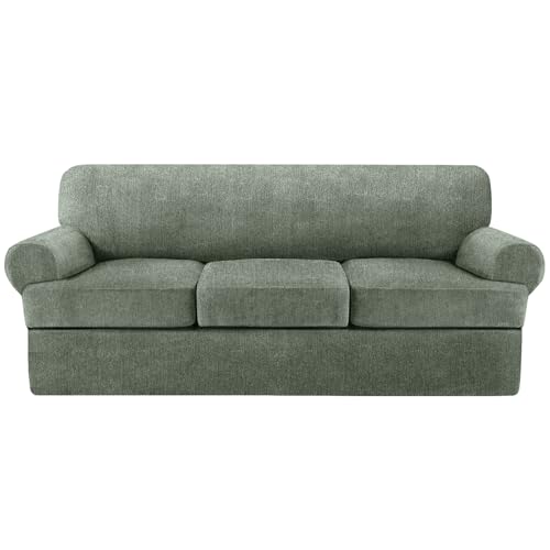 4-Piece Stretch Sofa Slipcovers Set with T Cushion Covers - Machine Washable