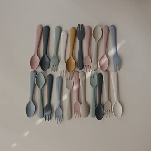 Toddler Fork and Spoon Flatware Set BPA-Free Plastic Sage