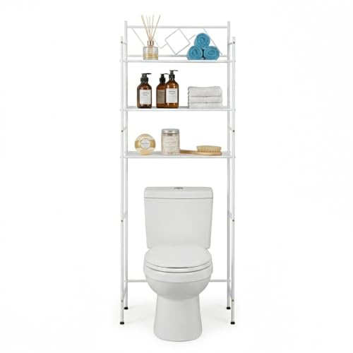 3-Tier Over-the-Toilet Bathroom Storage Cabinet, Freestanding Steel Organizer