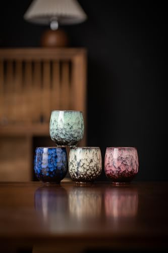 Lxuwbd Ceramic Teacup Set of 4 - Kung Fu Tea & Coffee Cups in 4 Colors