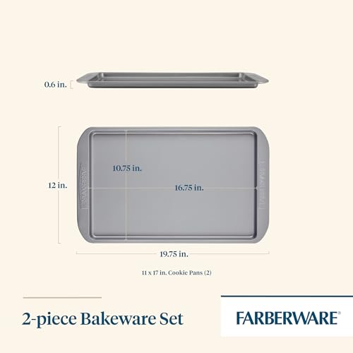 Farberware Nonstick Bakeware Set, Nonstick Cookie Sheets / Baking Sheets - 2 Piece, Gray