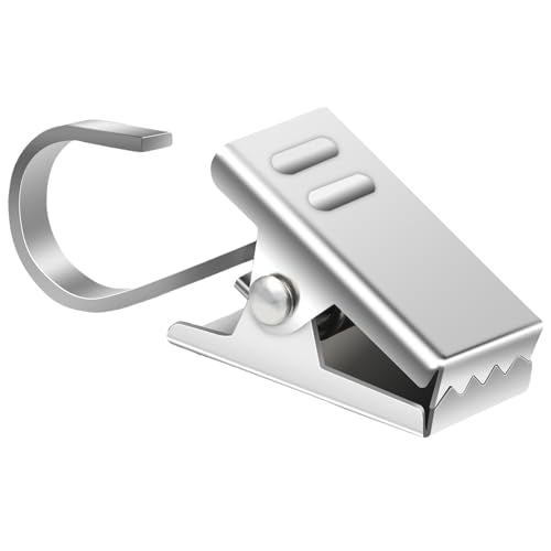 Stainless Steel Curtain Clips with Hooks, 25-Pack Heavy-Duty Drapery Hangers