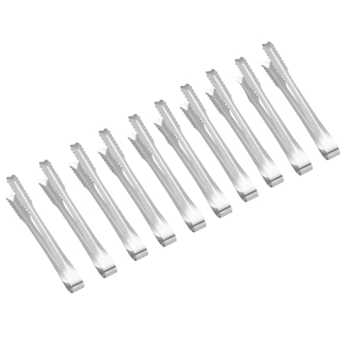 YIKANGHENG 5-Inch Stainless Steel Ice & Sugar Tongs - 10 Pcs for Bar & Party