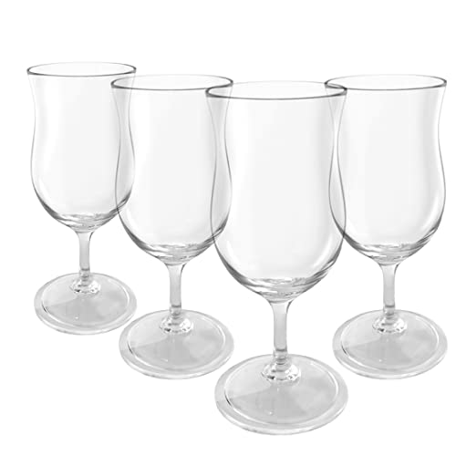 Lily's Home Clear Unbreakable Plastic Hurricane Glasses - Set of 4, 14 oz