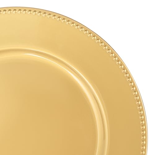 50 Pack Gold Beaded Charger Plates 13 Inch Round Decorative Tableware
