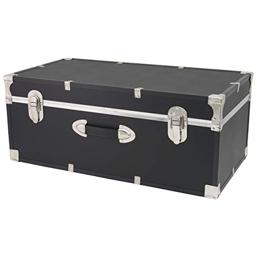 30-Inch Black Storage Trunk with Lock-Down Latches & Easy-Clean Vinyl