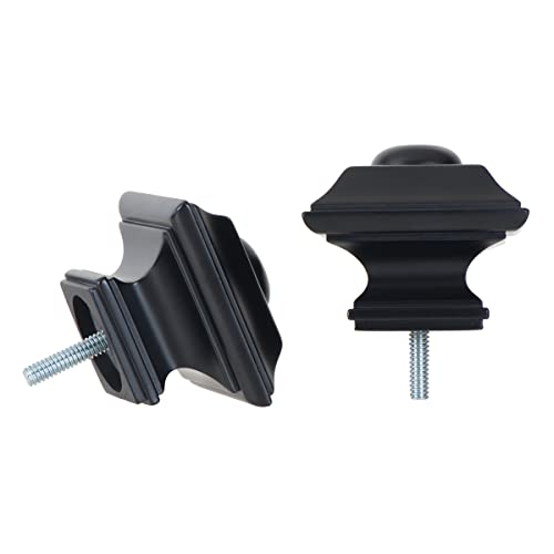 Square Curtain Rod Finials, Black Decorative End Caps for 1-1/8 Inch Rods
