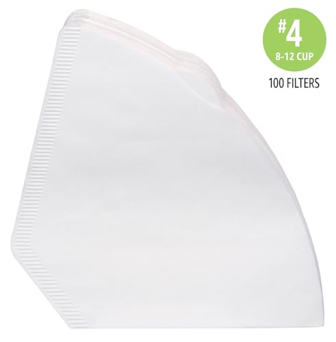 100 Cone Coffee Filters #4 for 8-12 Cup Coffee Makers, White