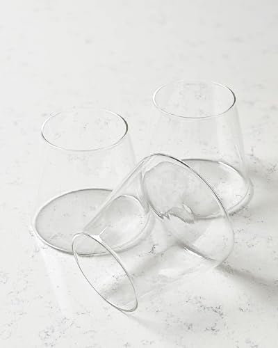 MWM Crystal Clear Glass Cups Set of 4 - 360ml Drinkware for Water & Juices