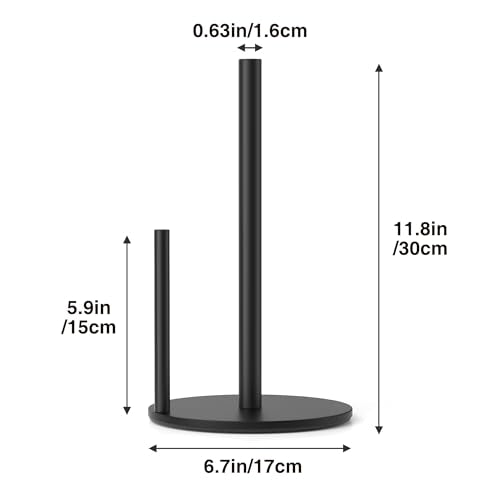 Black Stainless Steel Paper Towel Holder with Weighted Non-Slip Base